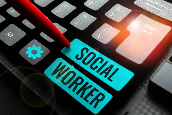 Texto Que Presenta Social Worker Concepto Asistencia Empresarial Personas Del — Foto de Stock