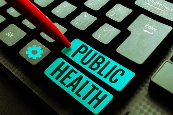 Text Sign Showing Public Health Business Overview Promoting Healthy Lifestyles — Fotografia de Stock