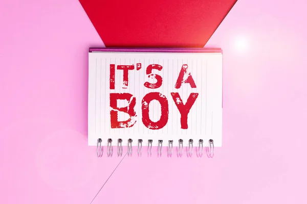 Escrevendo Exibindo Texto Boy Visão Geral Negócio Esperando Bebê Masculino — Fotografia de Stock