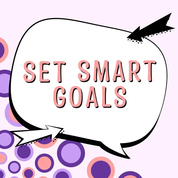 Sign Displaying Set Smart Goals Internet Concept Establish Achievable Objectives —  Fotos de Stock