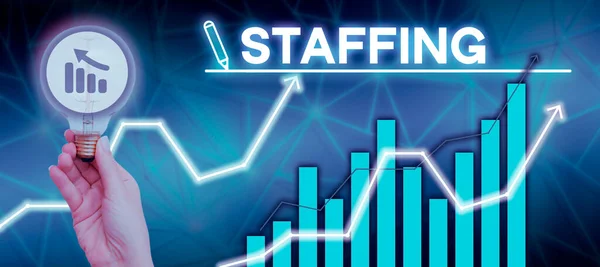 Text Showing Inspiration Staffing Word Percentage Workers Replaced New Employees — Fotografia de Stock