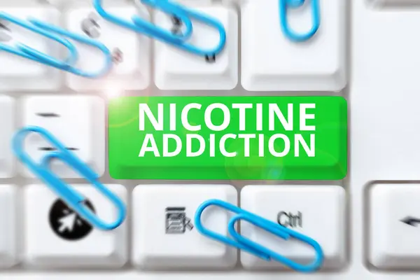 Text Showing Inspiration Nicotine Addiction Word Condition Being Addicted Smoking — Photo