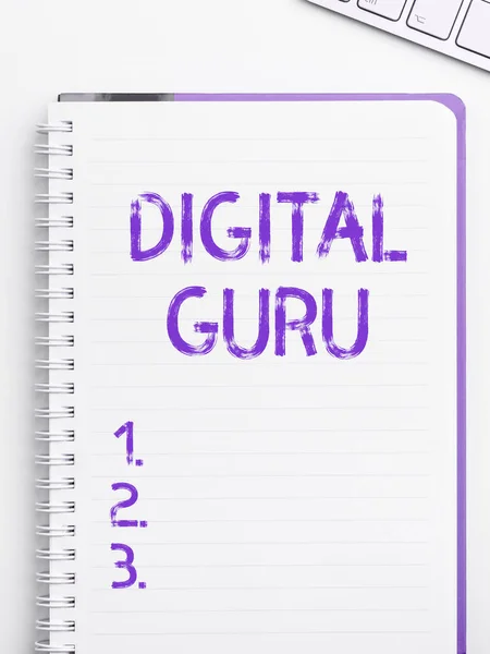 Konceptuell Bildtext Digital Guru Affärsidé Lärare Och Intellektuell Guide Frågor — Stockfoto