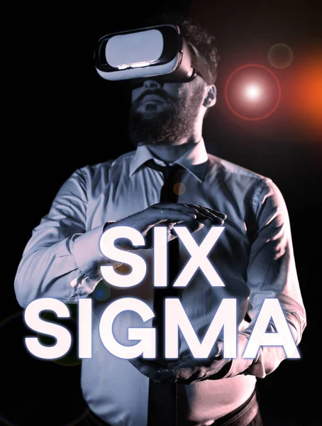 Sign Exibindo Six Sigma Técnicas Gerenciamento Ideias Negócios Para Melhorar — Fotografia de Stock