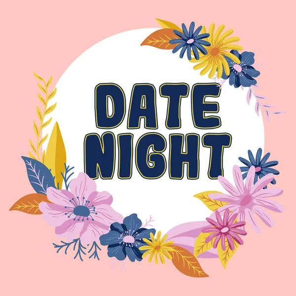 Hand Writing Sign Date Night Word Time Couple Can Take — Stok fotoğraf