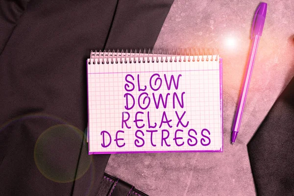 Bildunterschrift Slow Entspannen Sie Sich Stress Internet Konzept Machen Sie — Stockfoto
