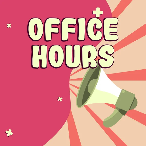 Text Showing Inspiration Office Hours Word Written Hours Which Business — Stock Photo, Image