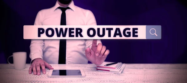 Sign displaying Power Outage, Business approach The ability to influence peers for attaining the goals