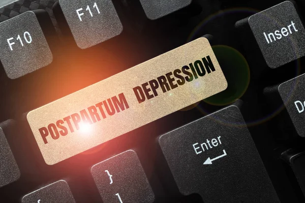 Kavramsal Görünüm Doğum Sonrası Depresyonu Yaklaşımı Doğumdan Sonra Yoğun Depresyon — Stok fotoğraf