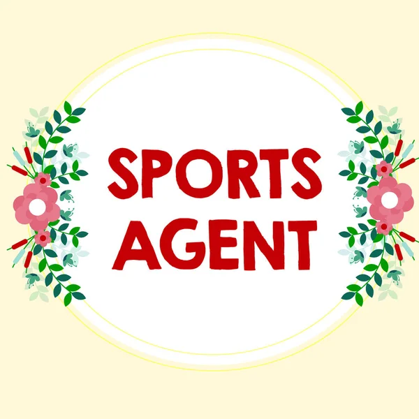 Writing displaying text Sports Agent, Internet Concept person manages recruitment to hire best sport players for a team