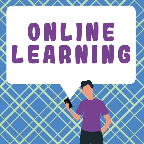 Szöveges Felirat Online Tanulásról Üzleti Áttekintés Internet Számítógép Segítségével Történő — Stock Fotó