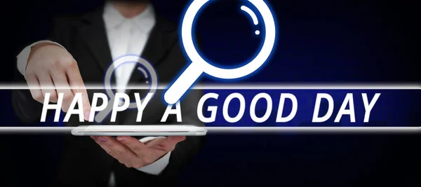 Legenda Texto Apresentando Happy Good Day Palavra Para Melhores Desejos — Fotografia de Stock