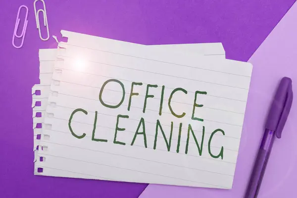 Text Sign Showing Office Cleaning Concept Meaning Action Process Cleaning — Stock Photo, Image
