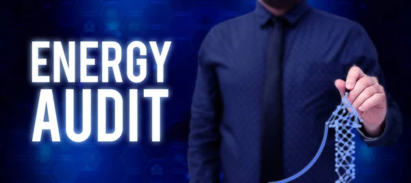 Handskrift Tecken Energy Audit Begreppet Innebörd Bedömning Energibehov Och Effektivitet — Stockfoto