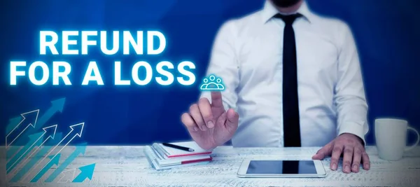 Podpis Tekstowy Przedstawiający Refund Loss Business Idea Zwrotu Pieniędzy Typowo — Zdjęcie stockowe