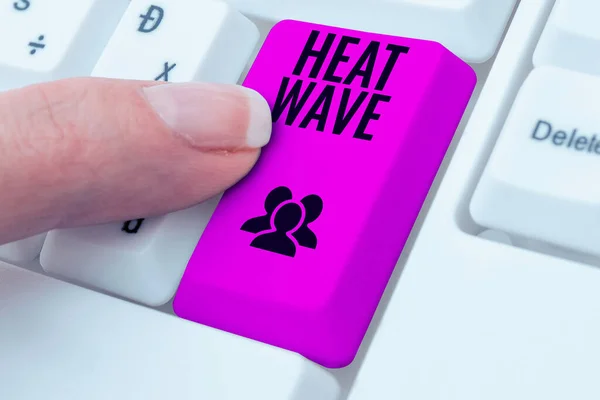 熱波を示すテキストサイン ビジネスは異常な高温の天候の長い期間を示しています — ストック写真
