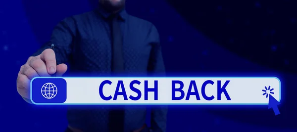 Ręczne Pisanie Znaku Cash Back Słowo Zachęty Oferowanych Nabywców Niektórych — Zdjęcie stockowe