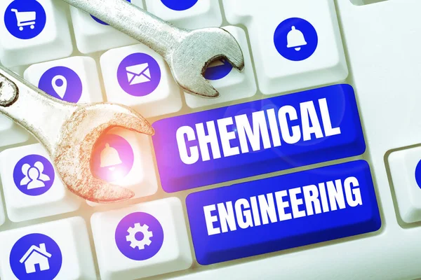 Знаки Відображають Хімічну Інженерію Бізнес Підхід Розвиває Речі Пов Язані — стокове фото