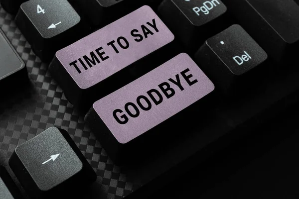 Znak Tekstowy Pokazujący Czas Pożegnanie Prezentacja Biznesowa Pożegnanie Licytacją Zobaczenia — Zdjęcie stockowe
