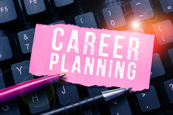 Sign Displaying Career Planning Word List Goals Actions You Can — Stock Photo, Image