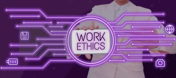 Scrivere Visualizzando Testo Etica Del Lavoro Concetto Significato Insieme Valori — Foto Stock