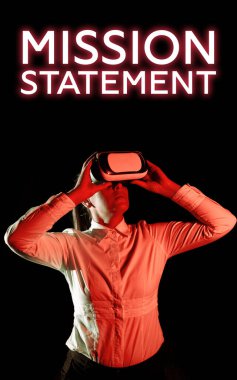 Görev Bildirimi sunan metin başlığı, Bir şirketin hedefleri ve değerlerinin İş Genel Görünümü Resmi özeti