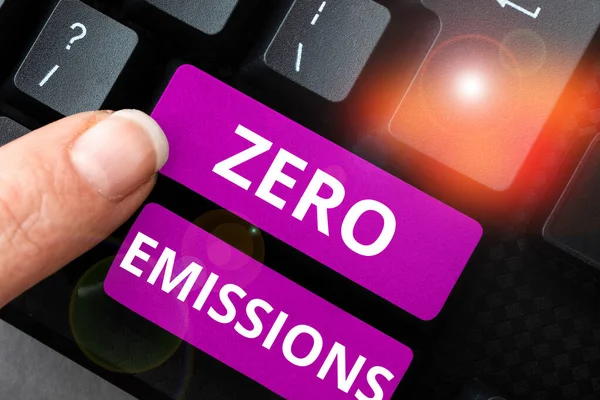 Inspiration Zeigt Zeichen Zero Emissions Konzept Bedeutet Dass Keine Abfallprodukte — Stockfoto