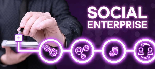 Tekst Pokazujący Inspirację Social Enterprise Business Showcase Biznes Który Zarabia — Zdjęcie stockowe