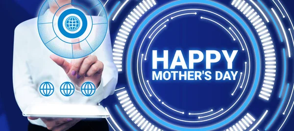 幸せな母の日を示すテキストキャプション 社会における母親の影響を尊重し ビジネスの概要を祝う — ストック写真