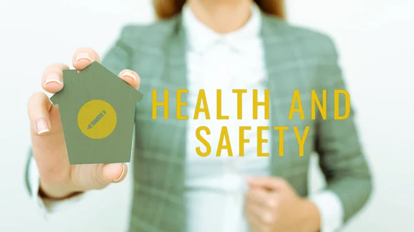 Texto Que Presenta Salud Seguridad Concepto Que Significa Tomar Las —  Fotos de Stock