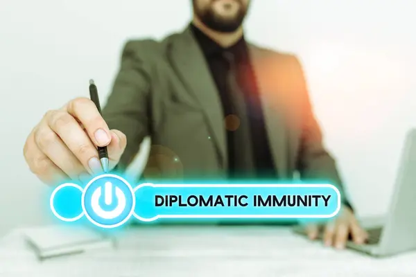 Tekstbord Met Diplomatieke Immuniteit Business Concept Wet Die Buitenlandse Diplomaten — Stockfoto