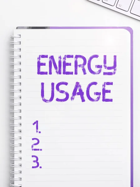 Sinal Que Mostra Uso Energia Conceito Negócio Quantidade Energia Consumida — Fotografia de Stock