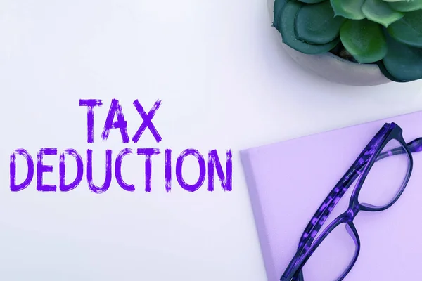 Inspiration Showing Sign Tax Deduction Business Concept Amount Subtracted Income — Stock fotografie