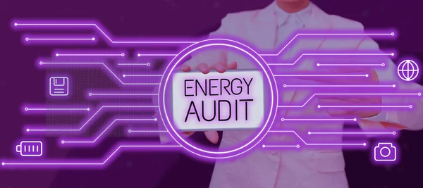 Handwriting Text Energy Audit Business Concept Assessment Energy Needs Efficiency — Stock Photo, Image