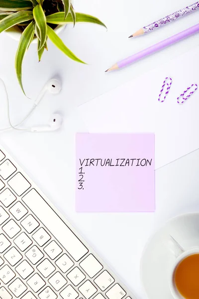 Señal Que Muestra Virtualización Aplicación Foto Conceptual Del Entorno Virtual —  Fotos de Stock