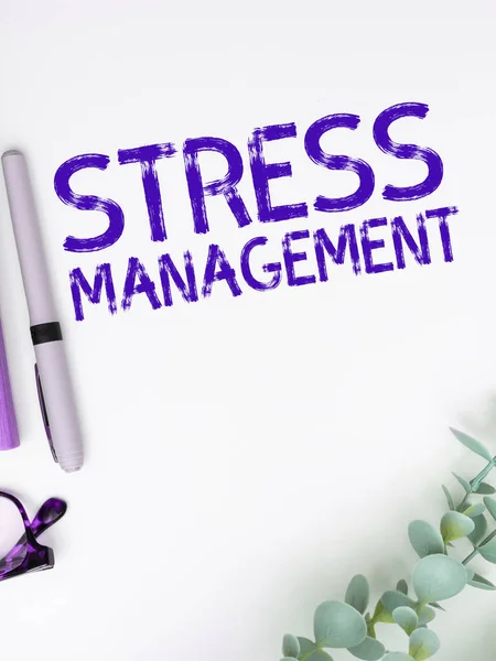 Text caption presenting Stress Management, Conceptual photo learning ways of behaving and thinking that reduce stress