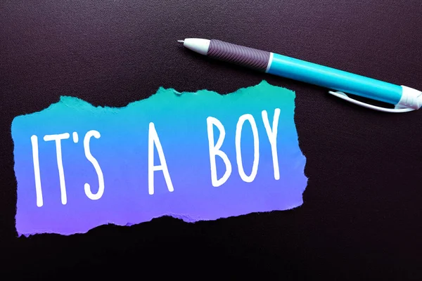 Signe Texte Montrant Boy Concept Entreprise Attendre Bébé Mâle Mignon — Photo