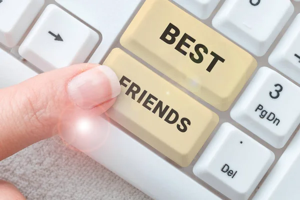 Señal Que Muestra Best Friends Concepto Internet Una Persona Que — Foto de Stock