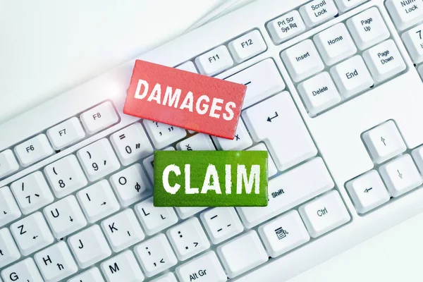 Sign Displaying Damages Claim Business Approach Demand Compensation Litigate Insurance — Stock Photo, Image