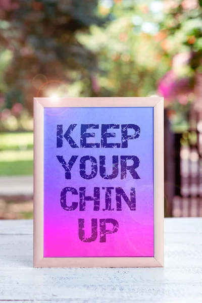 Titulek Textu Představující Keep Your Chin Word Stay Cheerful Difficult — Stock fotografie