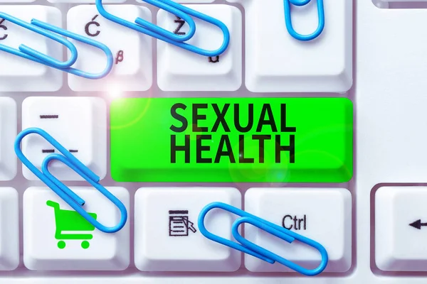 Szexuális Egészséget Bemutató Szöveges Jel Üzleti Koncepció Egészségesebb Test Megfelelő — Stock Fotó