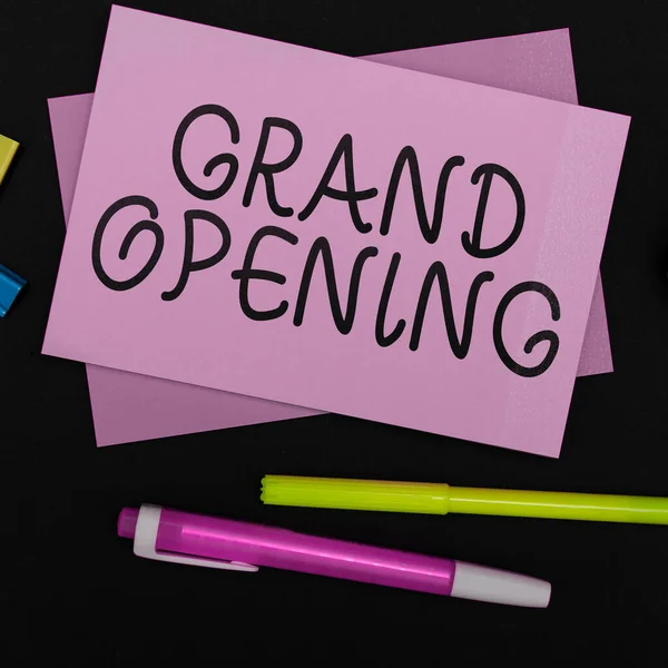Tekst Met Inspiratie Grand Opening Business Idee Ribbon Cutting New — Stockfoto