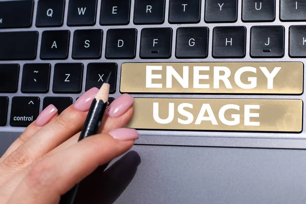 Texto Caligrafia Uso Energia Word Quantidade Energia Consumida Usada Processo — Fotografia de Stock