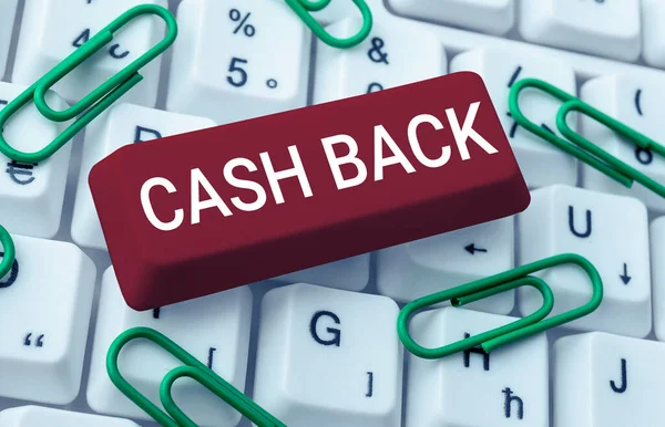Cash Back Metninin Gösteriminin Yazılması Business Showcase Teşviki Alıcılara Nakit — Stok fotoğraf