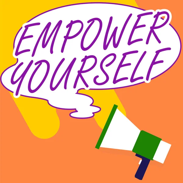 Inspiráció Mutató Jel Empower Yourself Üzleti Megközelítés Átveszi Irányítást Élet — Stock Fotó