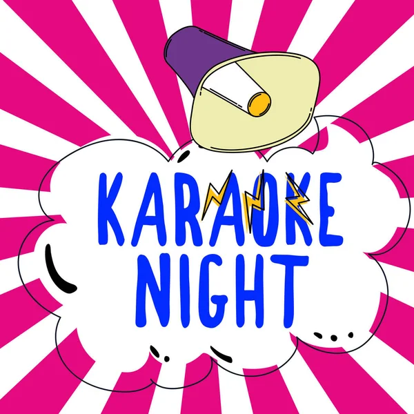 Legenda Texto Apresentando Karaoke Night Vitrine Negócios Entretenimento Cantando Longo — Fotografia de Stock