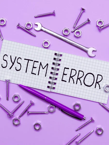 Sign Exibindo Erro Sistema Vitrine Negócios Falha Tecnológica Queda Software — Fotografia de Stock