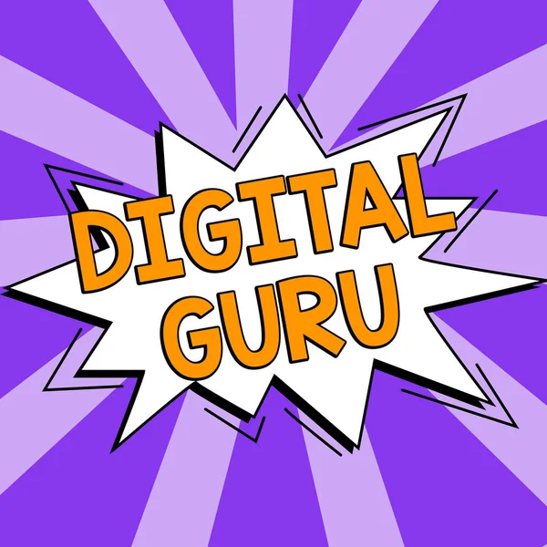 Text Caption Presenting Digital Guru Business Idea Teacher Intellectual Guide — Stockfoto