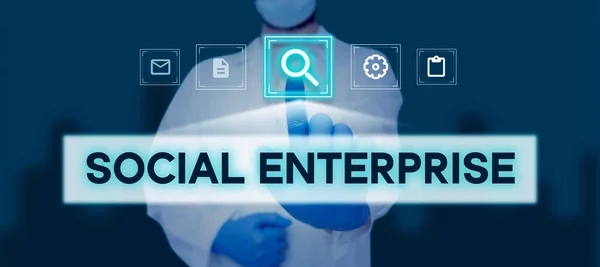 Text Sign Showing Social Enterprise Business Idea Business Makes Money — Stock Photo, Image