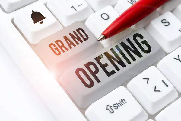 Text Rukopisu Grand Opening Word Ribbon Cutting New Business First — Stock fotografie